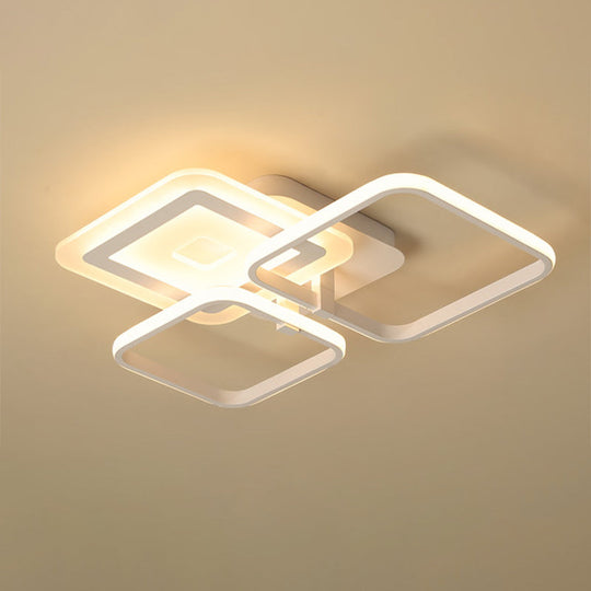 Sleek Acrylic Square Semi Flush LED Ceiling Light Fixture in Warm White