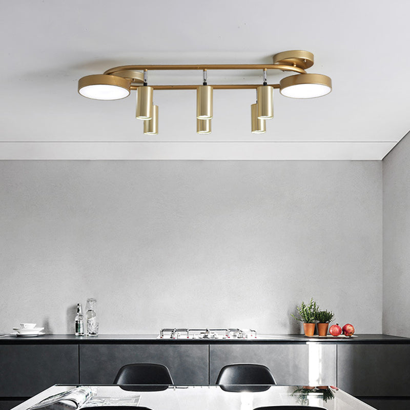 Modern Gold 8-Head Semi Flush Ceiling Light for Dining Room