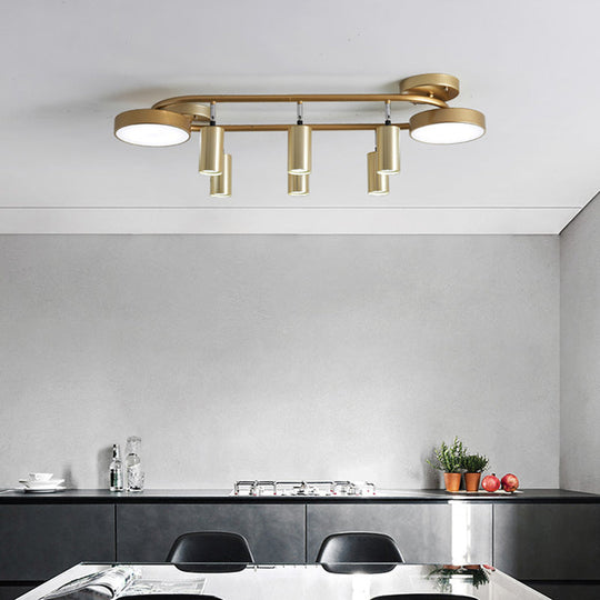 Modern Gold 8-Head Semi Flush Ceiling Light For Dining Room