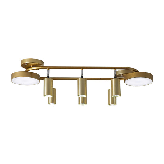 Modern Gold 8-Head Semi Flush Ceiling Light for Dining Room