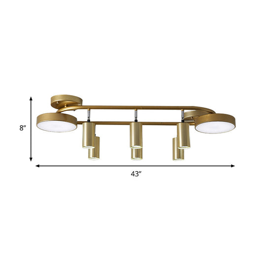 Modern Gold 8-Head Semi Flush Ceiling Light for Dining Room