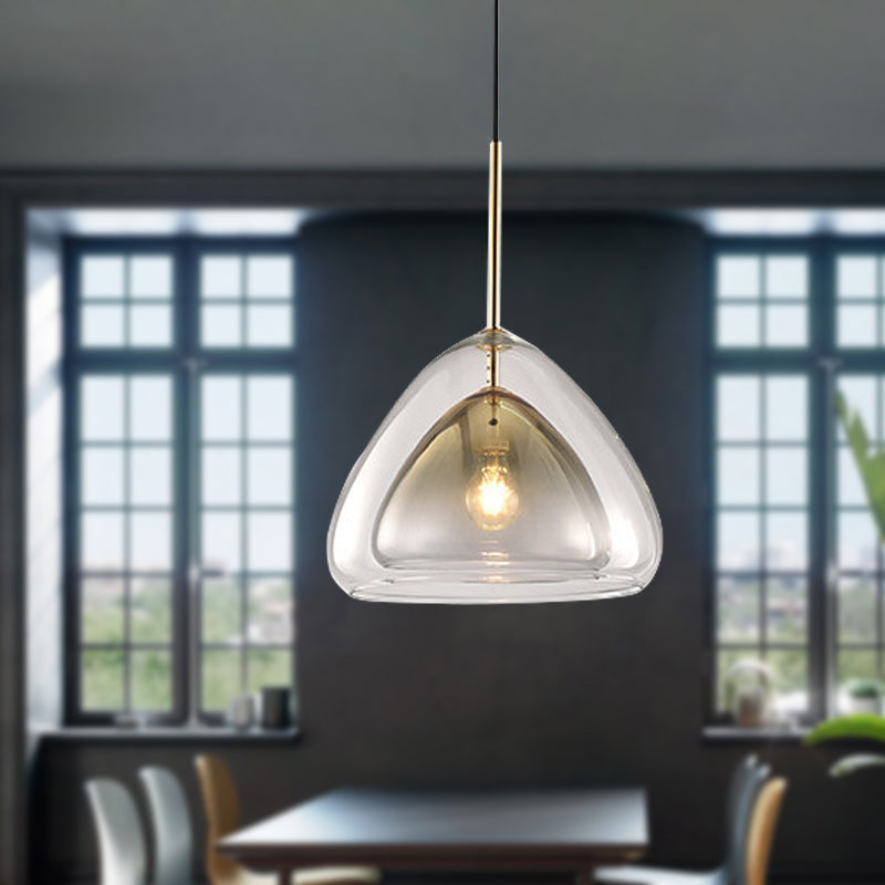 Nordic Double Glass Cone Pendant Light With Champagne Suspension - 1 12/14 Wide