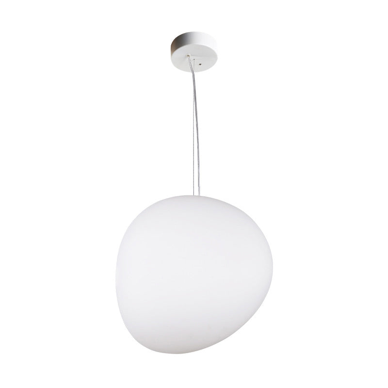 White Glass Oval Ceiling Pendant Light - 6"/9"/12.5" Wide - Simple Style - 1 Light Hanging Lamp Kit