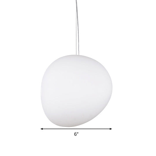 White Glass Oval Ceiling Pendant Light - 6"/9"/12.5" Wide - Simple Style - 1 Light Hanging Lamp Kit