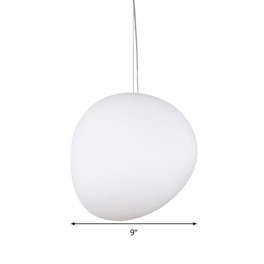 White Glass Oval Pendant Light - Simple Style Multiple Width Options 1 Hanging Lamp Kit