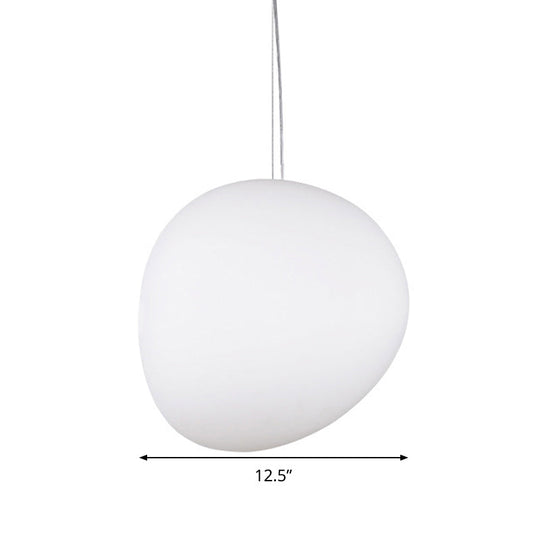 White Glass Oval Pendant Light - Simple Style Multiple Width Options 1 Hanging Lamp Kit