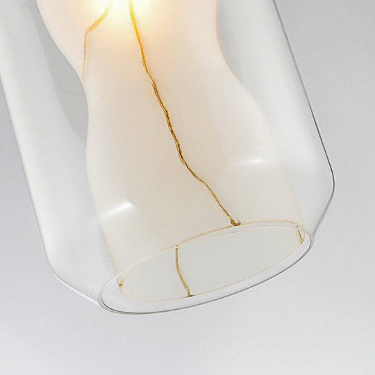 Sleek Glass Lantern Pendant Light With White Marble Shade - Modern Hanging Lamp Kit 8/10 Wide 1 Head