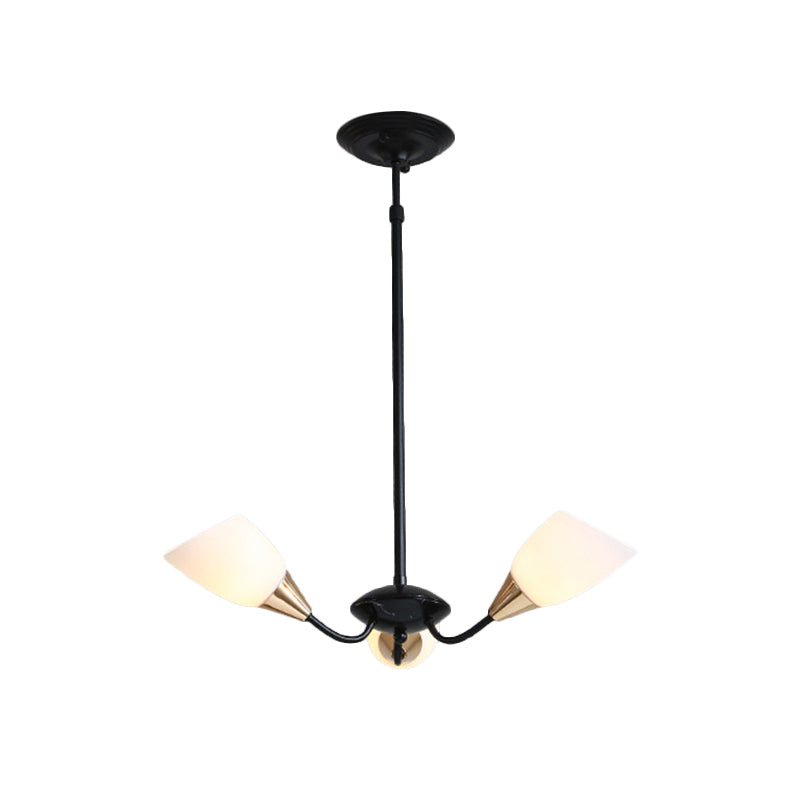 Modern Beveled Glass Chandelier With Starburst Design - Black Hanging Ceiling Light (3/6/8 Heads)