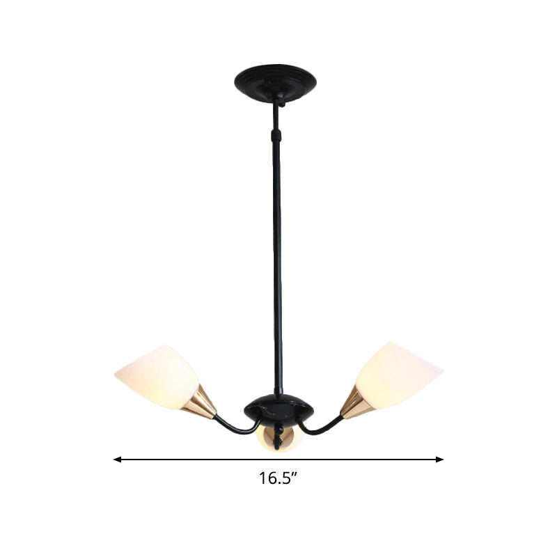 Modern Beveled Glass Chandelier With Starburst Design - Black Hanging Ceiling Light (3/6/8 Heads)