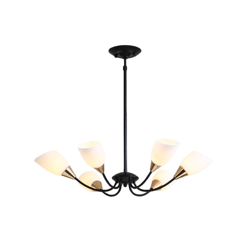 Modern Beveled Glass Chandelier With Starburst Design - Black Hanging Ceiling Light (3/6/8 Heads)