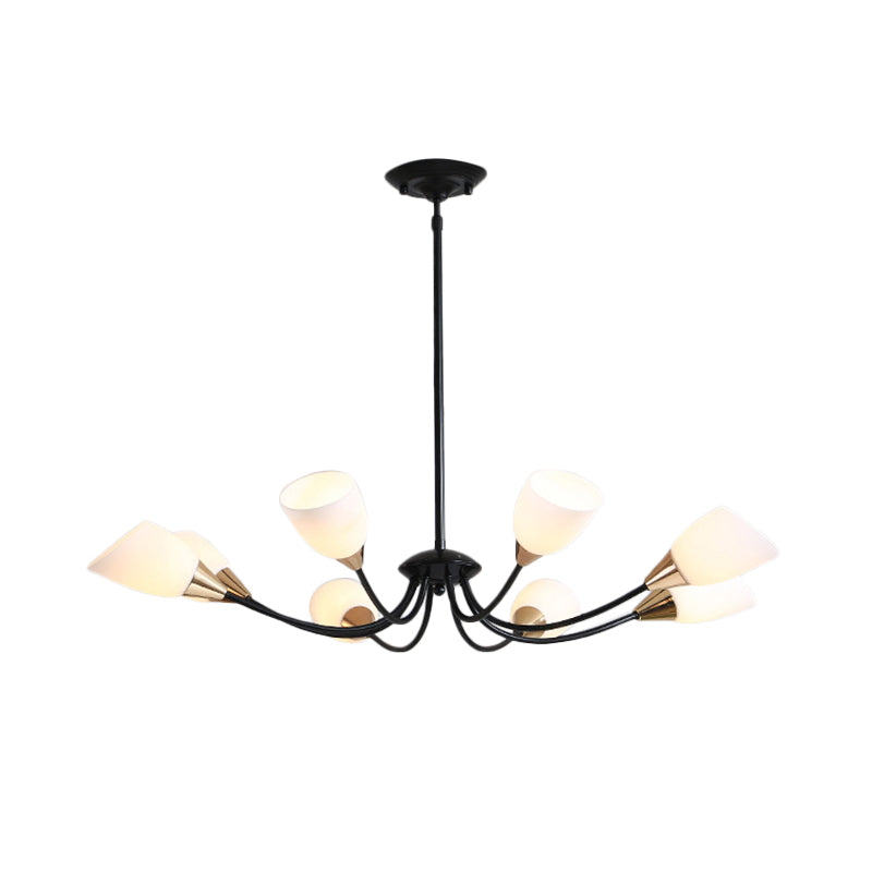 Modern Beveled Glass Chandelier With Starburst Design - Black Hanging Ceiling Light (3/6/8 Heads)