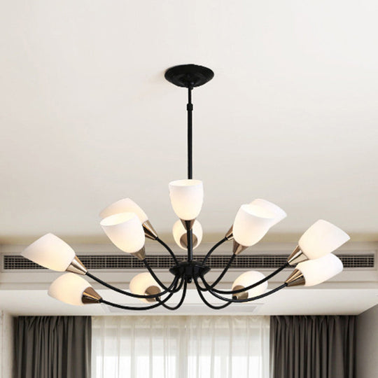 Modern Beveled Glass Chandelier With Starburst Design - Black Hanging Ceiling Light (3/6/8 Heads) 12