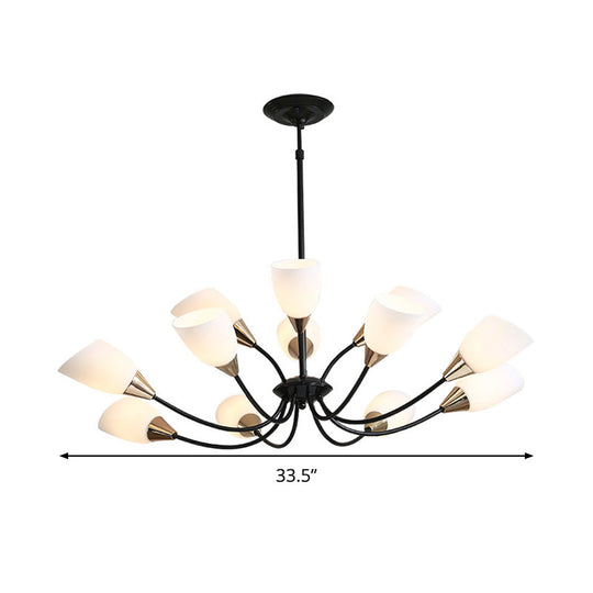 Modern Beveled Glass Chandelier With Starburst Design - Black Hanging Ceiling Light (3/6/8 Heads)