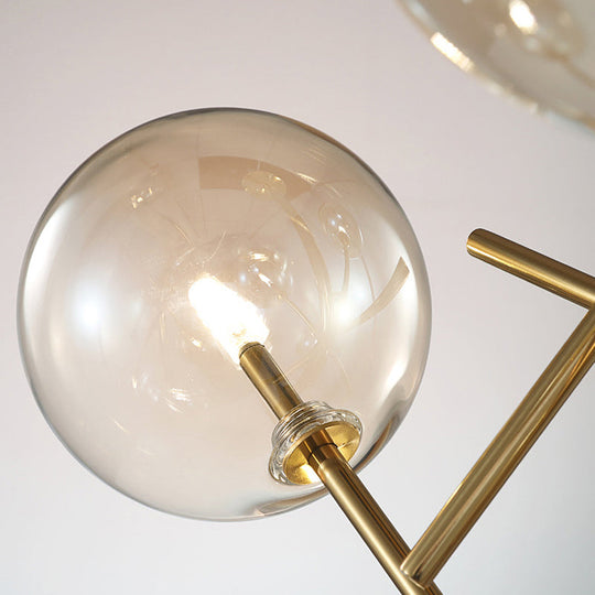 Modern Cognac Glass Globe Chandelier - 6/8 Heads, Starburst Design - Ideal for Bedroom Ceiling Lighting