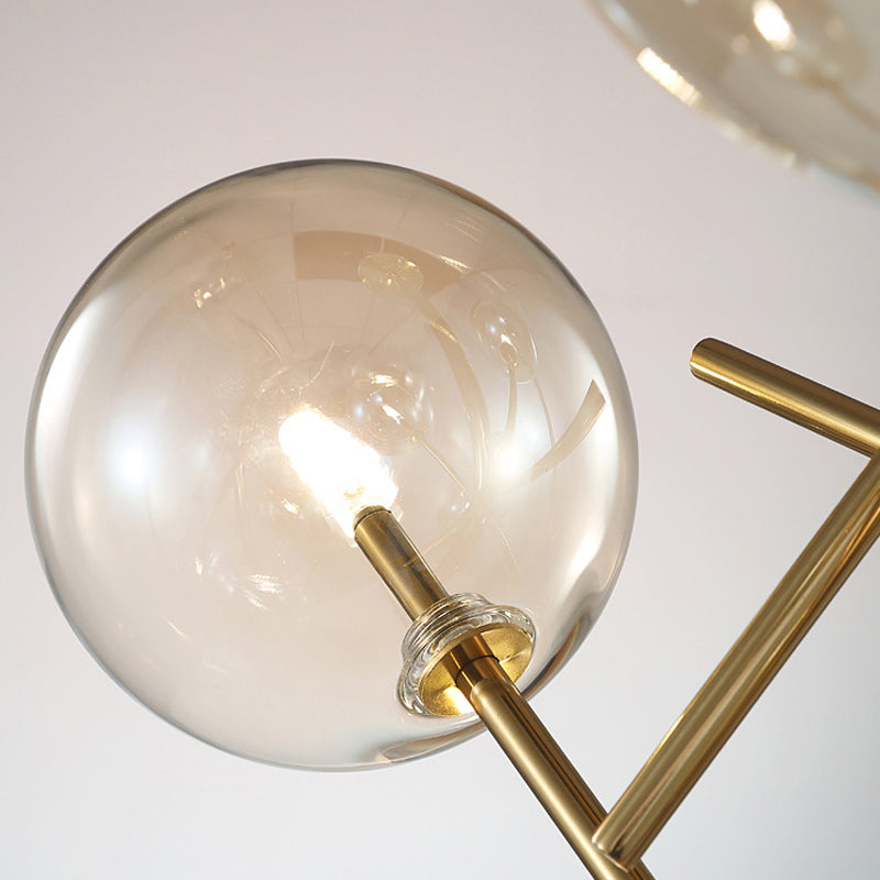 Modern Cognac Glass Globe Ceiling Light With Starburst Design - 6/8 Heads