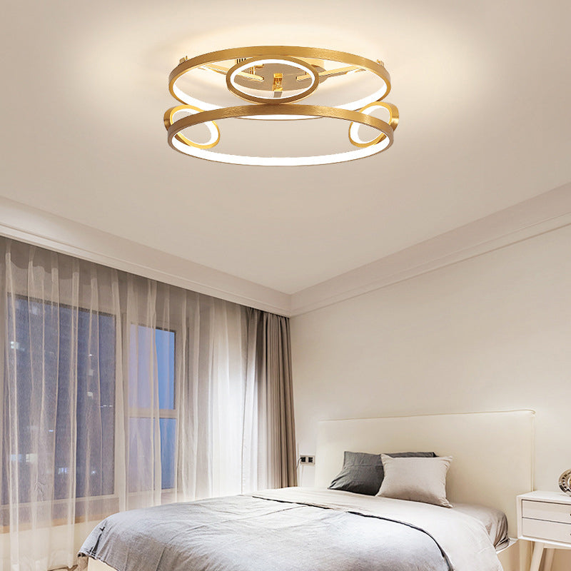 Gold LED Acrylic Ceiling Light Fixture for Living Room, Tiered Semi Flush Mount, 18"/23.5" Wide