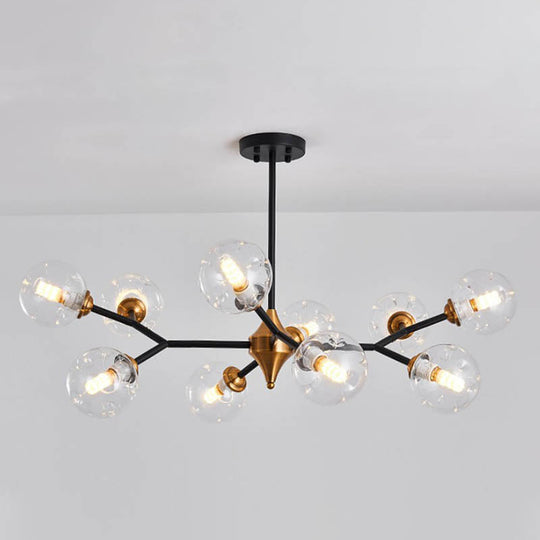 Nordic Bubble Hanging Lamp Kit - Clear/Amber/Smoke Gray 6/10 Head Chandelier For Dining Room