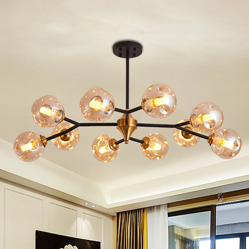 Nordic Bubble Hanging Lamp Kit - Clear/Amber/Smoke Gray Dimpled Glass Chandelier - Ideal for Dining Room - 6/10 Heads