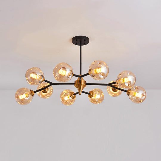 Nordic Bubble Hanging Lamp Kit - Clear/Amber/Smoke Gray Dimpled Glass Chandelier - Ideal for Dining Room - 6/10 Heads