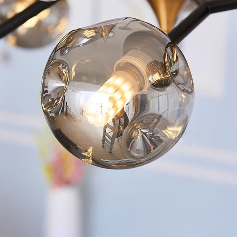 Nordic Bubble Hanging Lamp Kit - Clear/Amber/Smoke Gray 6/10 Head Chandelier For Dining Room