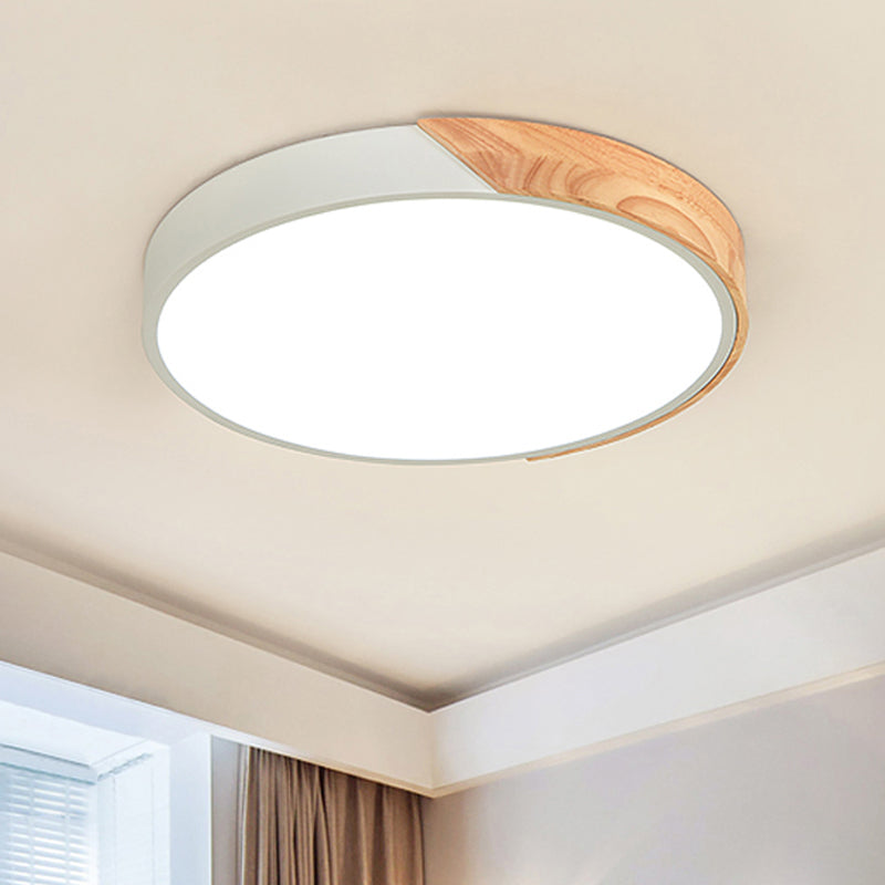 Modern Metal Led Flush Light In Pink/White With Acrylic Diffuser Ceiling Mounted Round Design -