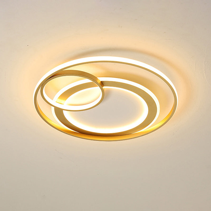 18"/21.5" Contemporary Acrylic Wide Ring Ceiling Light in Black/Gold - LED Flush Mount Lamp with Remote Control Dimming