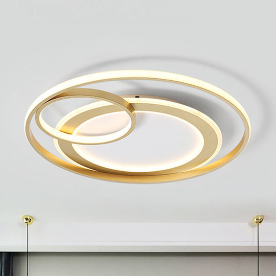 18"/21.5" Contemporary Acrylic Wide Ring Ceiling Light in Black/Gold - LED Flush Mount Lamp with Remote Control Dimming