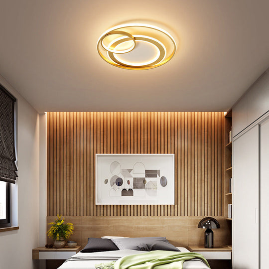 18/21.5 Contemporary Acrylic Wide Ring Ceiling Light In Black/Gold - Led Flush Mount Lamp With