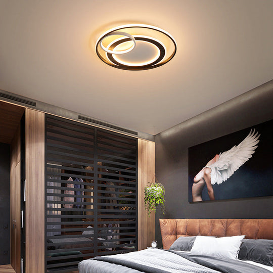 18/21.5 Contemporary Acrylic Wide Ring Ceiling Light In Black/Gold - Led Flush Mount Lamp With