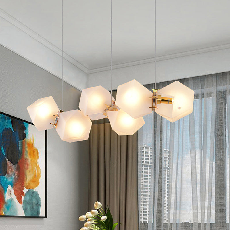 Postmodern Geometric Frosted Glass 6/8/10 Head Gold Hanging Chandelier for a Stylish Lighting Solution