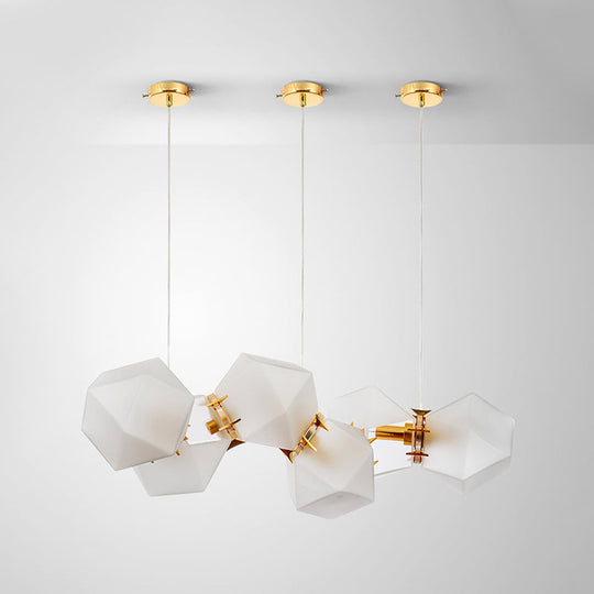 Postmodern Geometric Frosted Glass 6/8/10 Head Gold Hanging Chandelier for a Stylish Lighting Solution