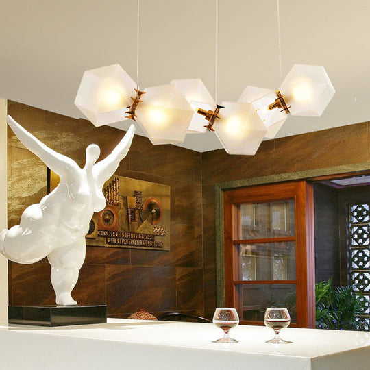 Postmodern Geometric Frosted Glass Chandelier - Gold Hanging Lamp Kit (6/8/10 Heads)