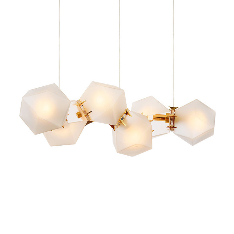 Postmodern Geometric Frosted Glass 6/8/10 Head Gold Hanging Chandelier for a Stylish Lighting Solution