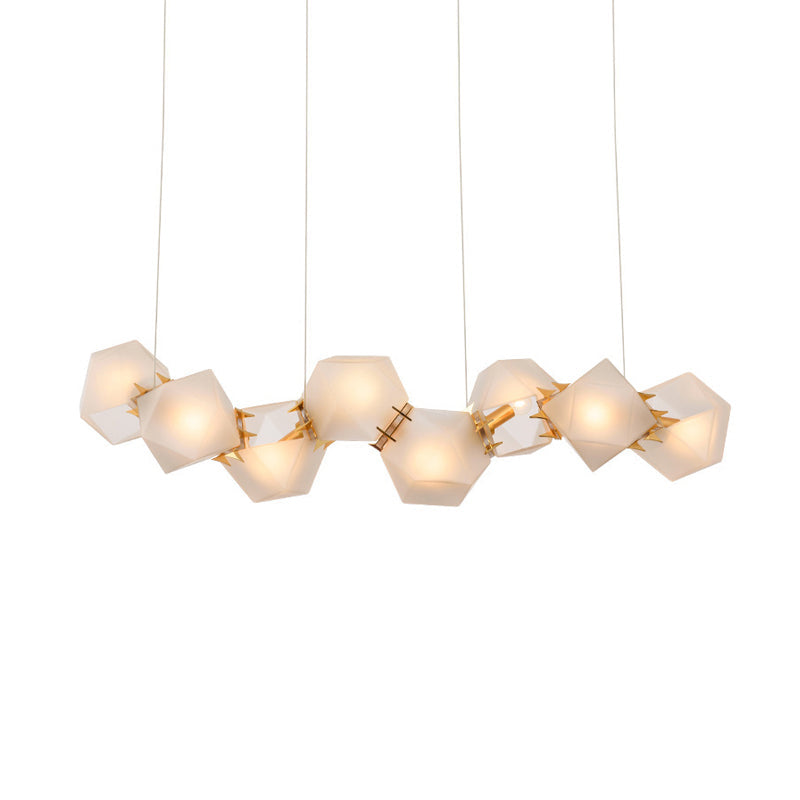 Postmodern Geometric Frosted Glass Chandelier - Gold Hanging Lamp Kit (6/8/10 Heads)