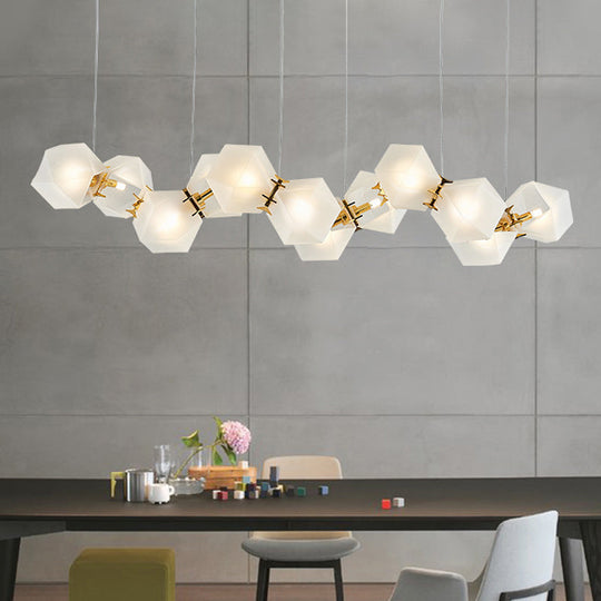 Postmodern Geometric Frosted Glass Chandelier - Gold Hanging Lamp Kit (6/8/10 Heads)