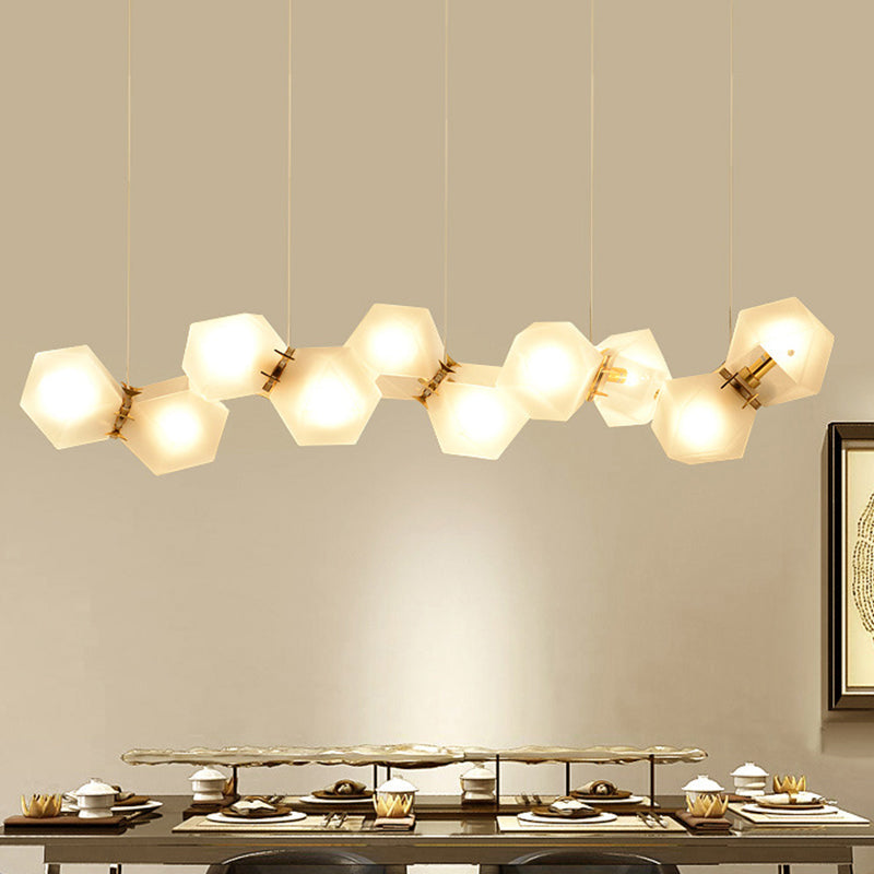 Postmodern Geometric Frosted Glass Chandelier - Gold Hanging Lamp Kit (6/8/10 Heads)