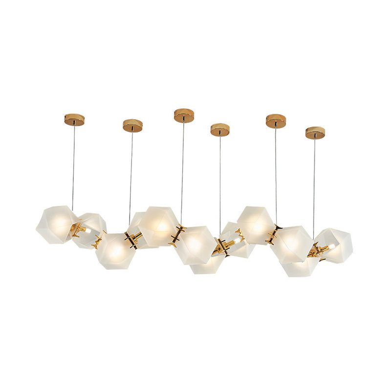 Postmodern Geometric Frosted Glass Chandelier - Gold Hanging Lamp Kit (6/8/10 Heads)