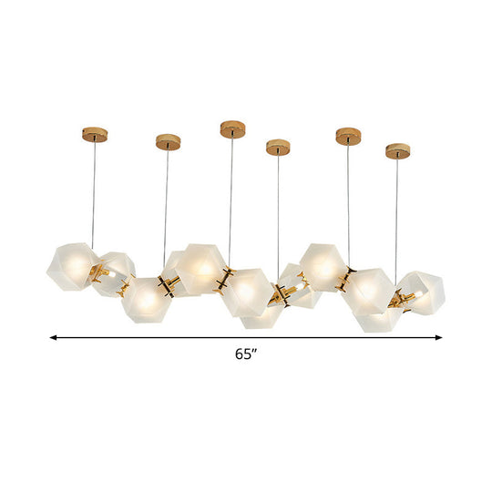 Postmodern Geometric Frosted Glass Chandelier - Gold Hanging Lamp Kit (6/8/10 Heads)