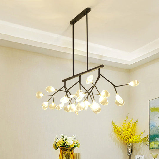 Modern Bubble Chandelier With Clear Glass 27 Heads Black/Gold - Dining Room Hanging Light Kit