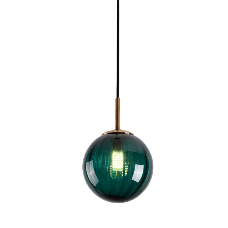 Macaron Amber/Green/Red Glass Bubble Pendant Light - 1 Head Ceiling Lamp for Bedrooms