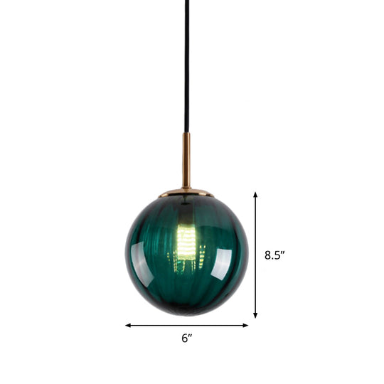 Macaron Amber/Green/Red Glass Bubble Pendant Light For Bedroom | 1-Head Ceiling Hanging Design