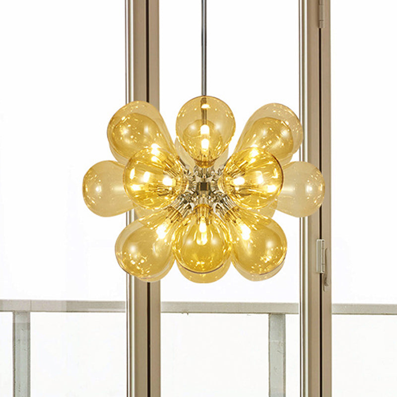 Modern 18-Head Cognac Glass Bubble Ceiling Light Chandelier Fixture