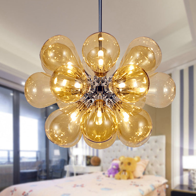 Modern Cognac Glass Bubble Chandelier - 18-Head Hanging Ceiling Light Fixture