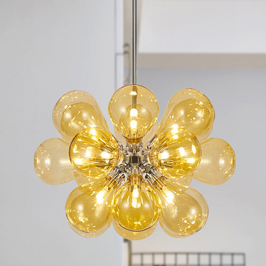 Modern 18-Head Cognac Glass Bubble Ceiling Light Chandelier Fixture