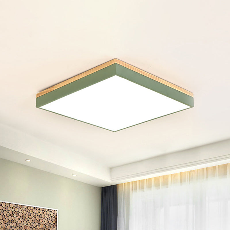 Modern Square Flush Mount LED Green Ceiling Lamp - 12"/16"/19.5" Wide - Acrylic Diffuser