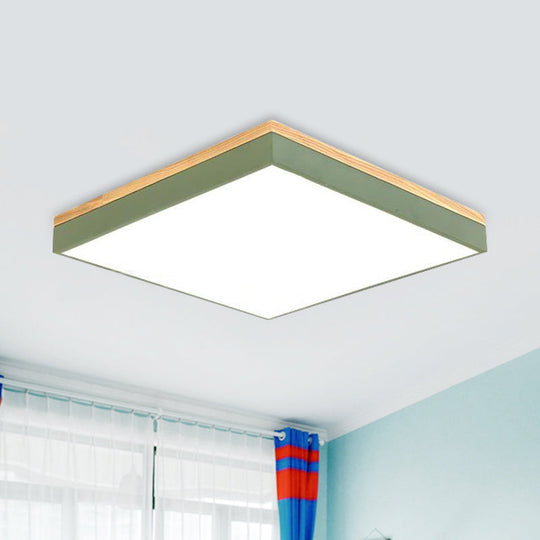 Modern Square Flush Mount Led Green Ceiling Lamp - 12/16/19.5 Wide Acrylic Diffuser