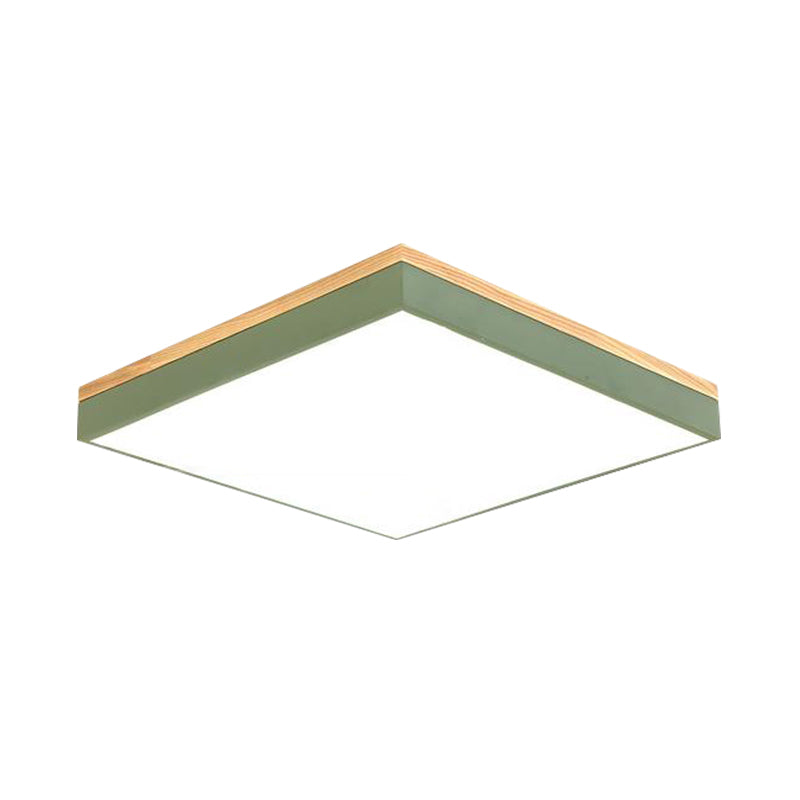 Modern Square Flush Mount Led Green Ceiling Lamp - 12/16/19.5 Wide Acrylic Diffuser