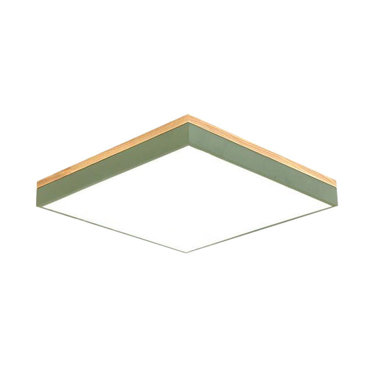 Modern Square Flush Mount Led Green Ceiling Lamp - 12/16/19.5 Wide Acrylic Diffuser