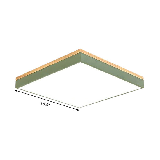 Modern Square Flush Mount Led Green Ceiling Lamp - 12/16/19.5 Wide Acrylic Diffuser