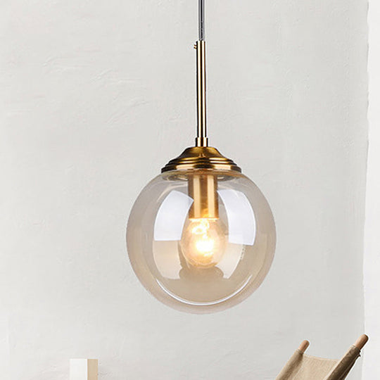 Amber/Clear/Smoke Gray Glass Globe Pendant Light for Contemporary Bedroom